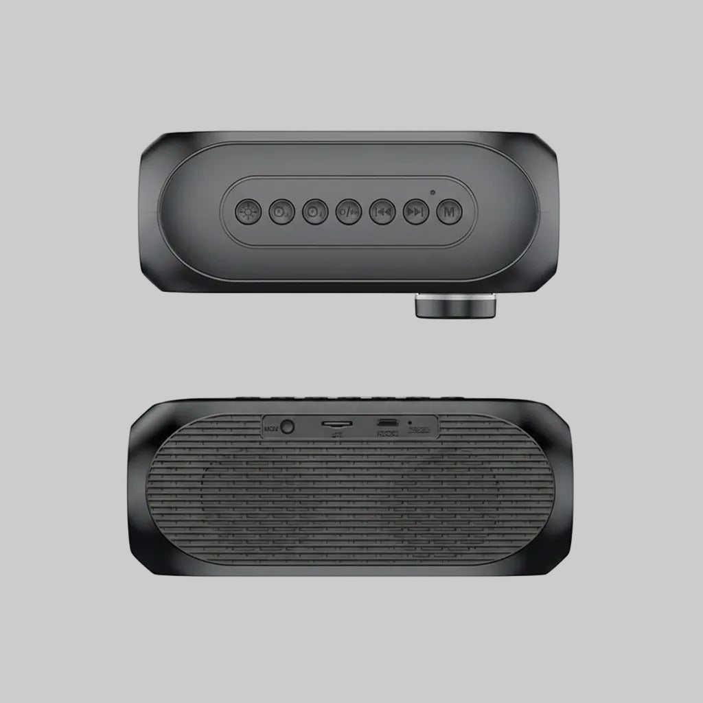 Foto del altaoz con radio y despertador
