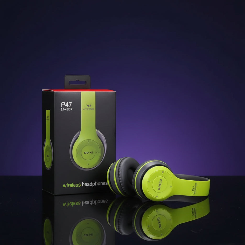 En la foto se indica la belleza de los auriculares inalambricos para juego en color amaillo