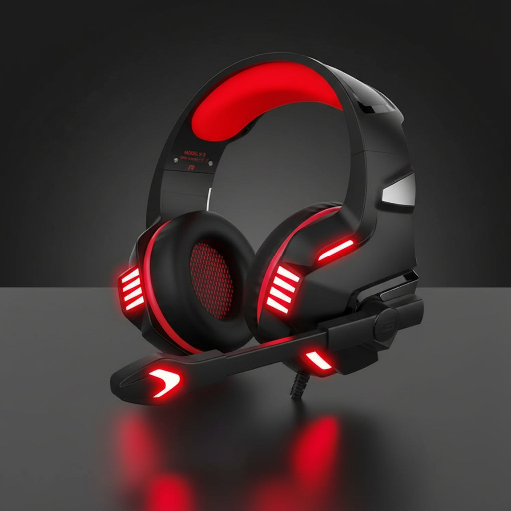 RGB sincronizado +drive de alto rendiminto es lo que ofrece los Aurculares Gaming en color rojo