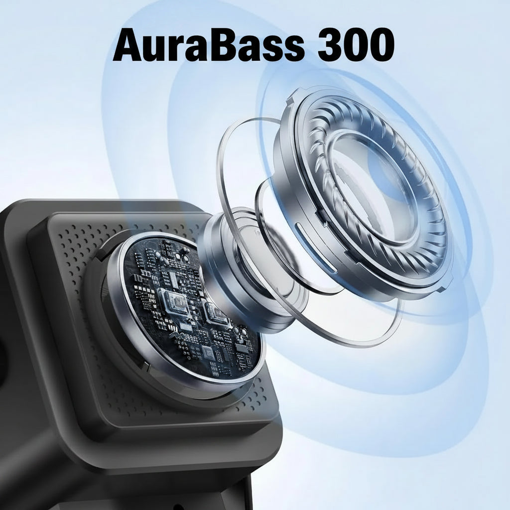 Foto del interior del altavoz aura bass