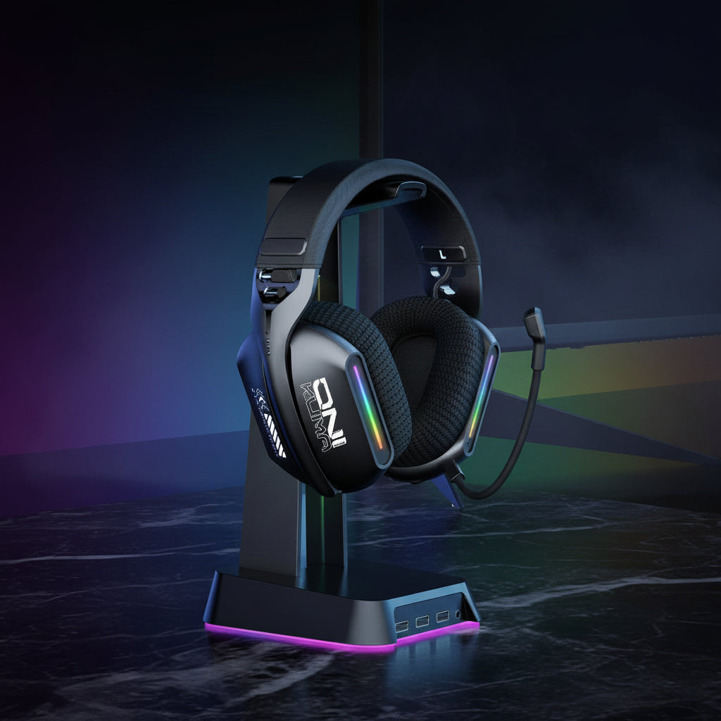 Onikuma GT808 – Auriculares Gaming Inalámbricos con Micrófono, RGB, Bluetooth 5.3 / 2.4G / AUX