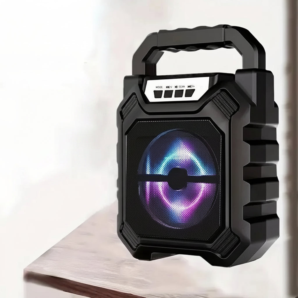 foto del altavoz bluetooth con luces RGB