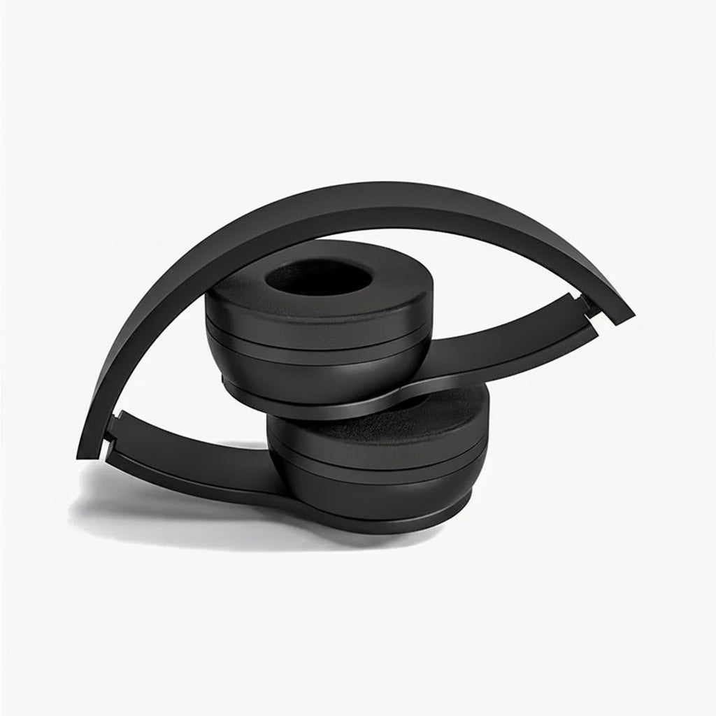 foto de los auriculares bluetooth plegables en color negro